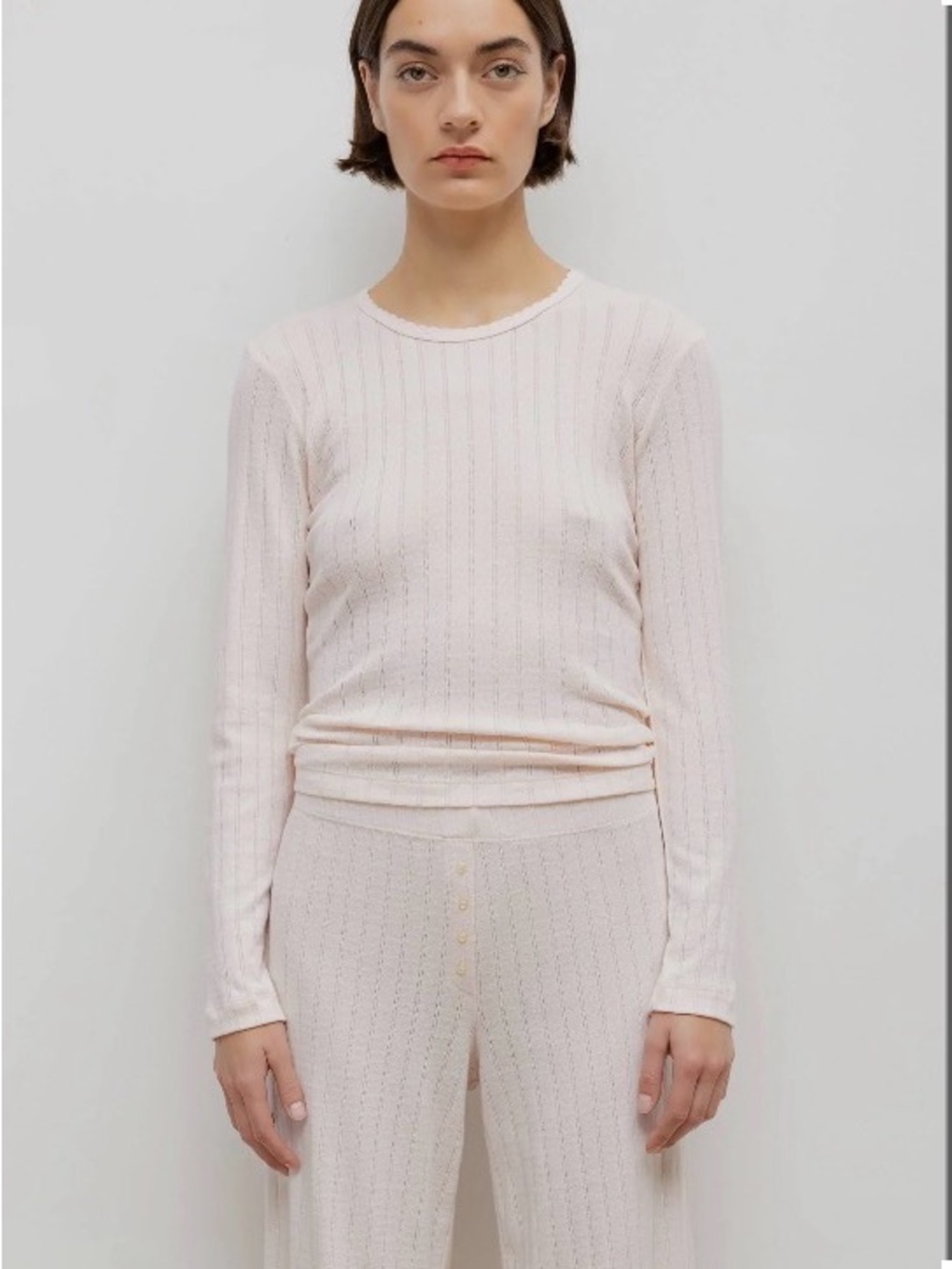 LESET Pointelle Slim Fit Long Sleeve in Petal Melange